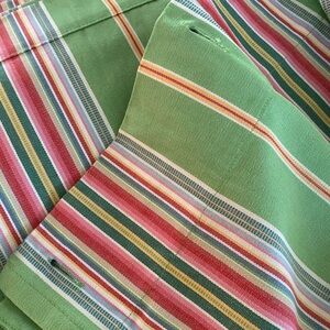 Striped Green and Multicolor Fabric